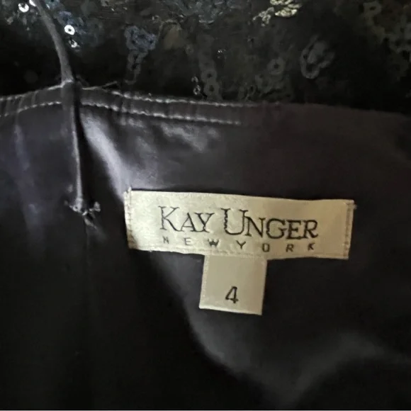 Kay Unger navy black embellished tea length gown 4 - Picture 9 of 13